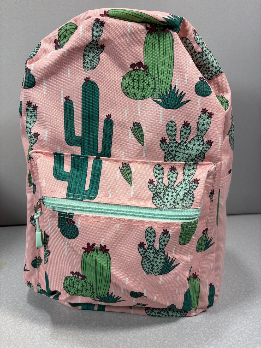 Pink Cactus Print Kids Backpack - unbranded